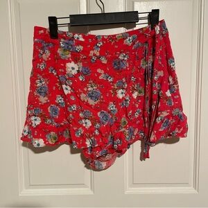 Free People Floral Red Skort women’s size 6